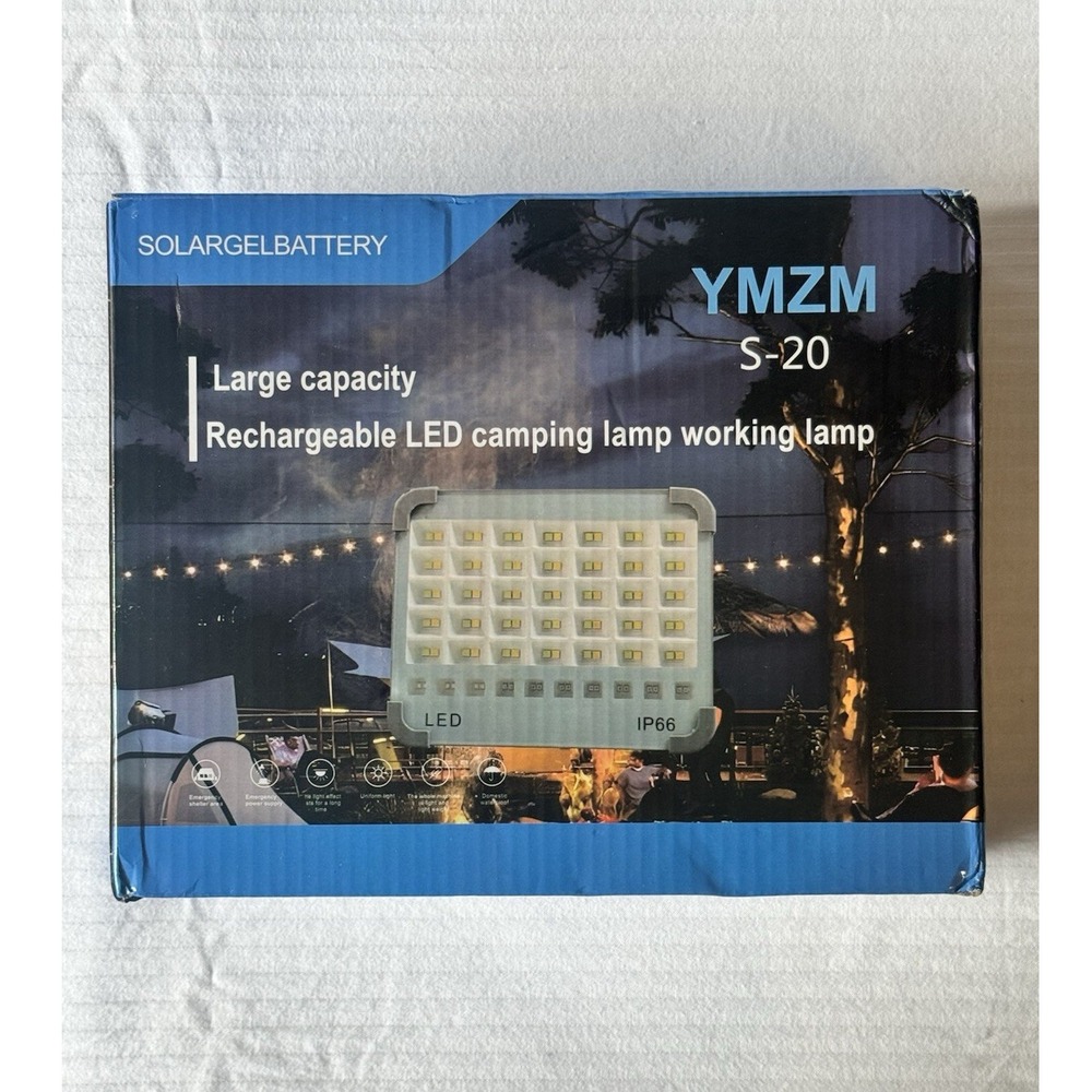YMZM S-20 Solar Rechargeable LED Worklight, IP66 Waterproof, Blue